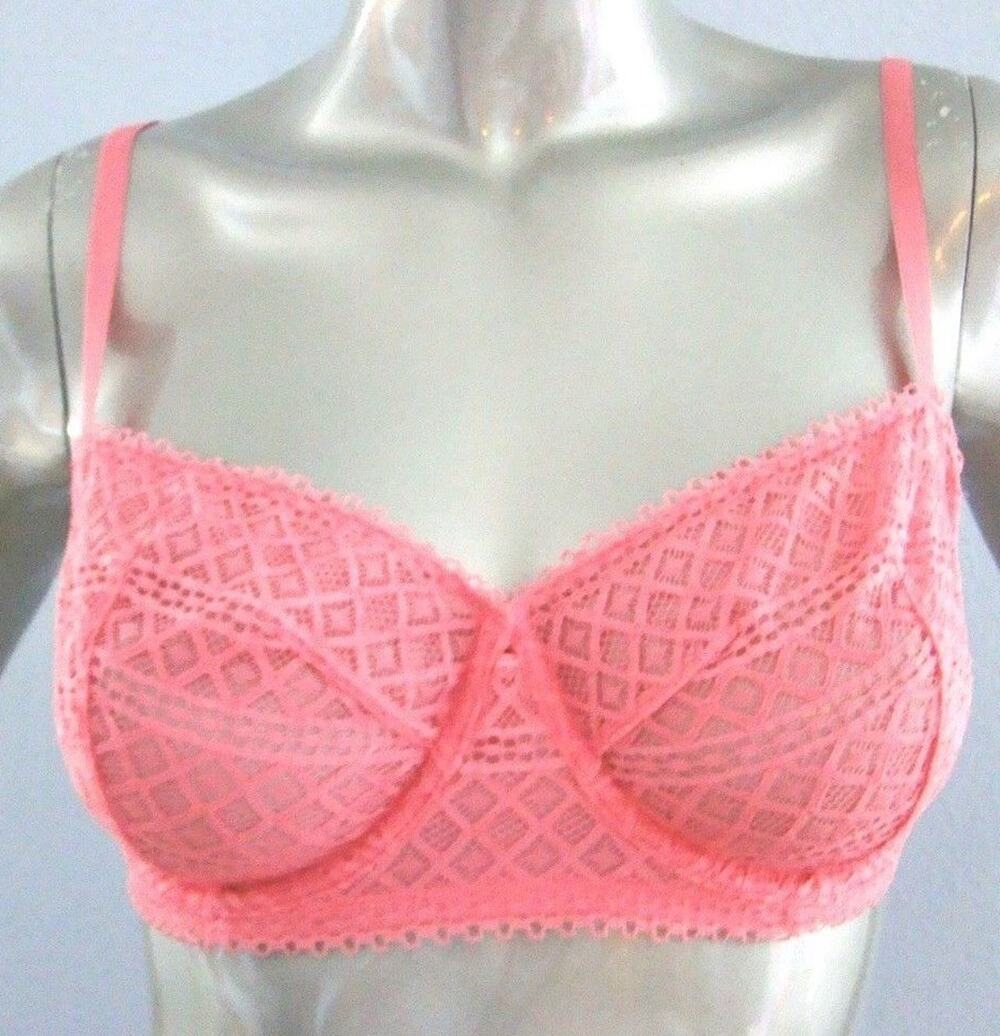 Victoria's Secret Unlined Pink Crochet Lace Balconet Balconette Bra